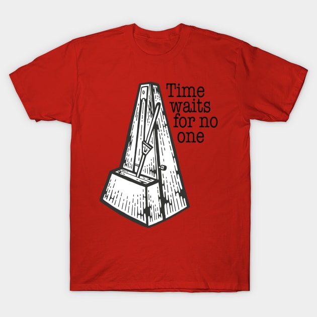 Time Waits For No One Metronome Logo T-Shirt by Jazz Nerd Paradise